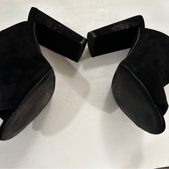 Qupid Open Toe Mules Velvet Black Size 9 - Picture 10 of 12